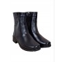 Ghete dama din piele naturala cu fermoar - Model negru imblanit 709N